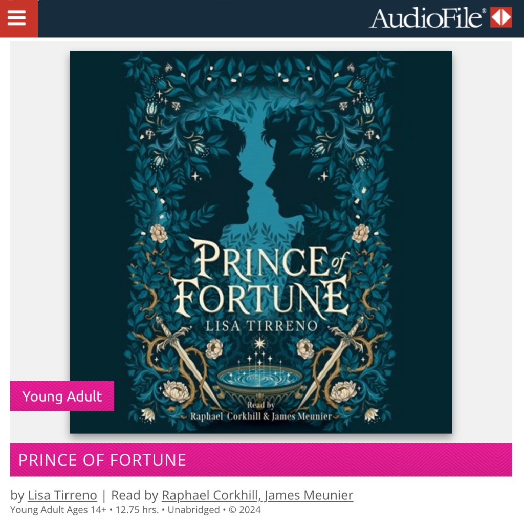 Image is a screenshot of the top of the AudioFile review of the Prince of Fortune audiobook