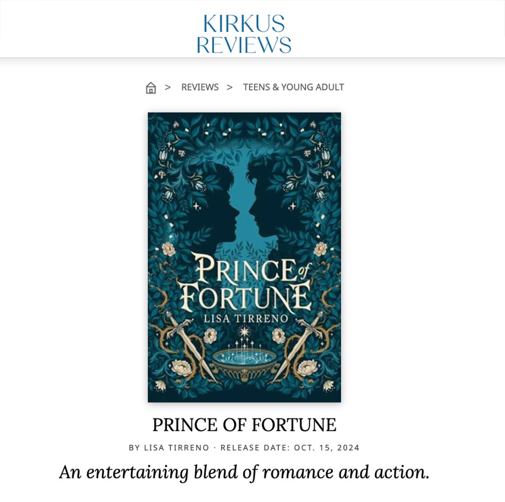 Image is a screenshot of the Kirkus Reviews review of Prince of Fortune